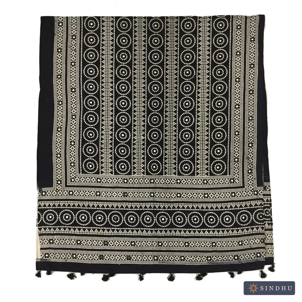 Black Ajrak Shawl — No. 010