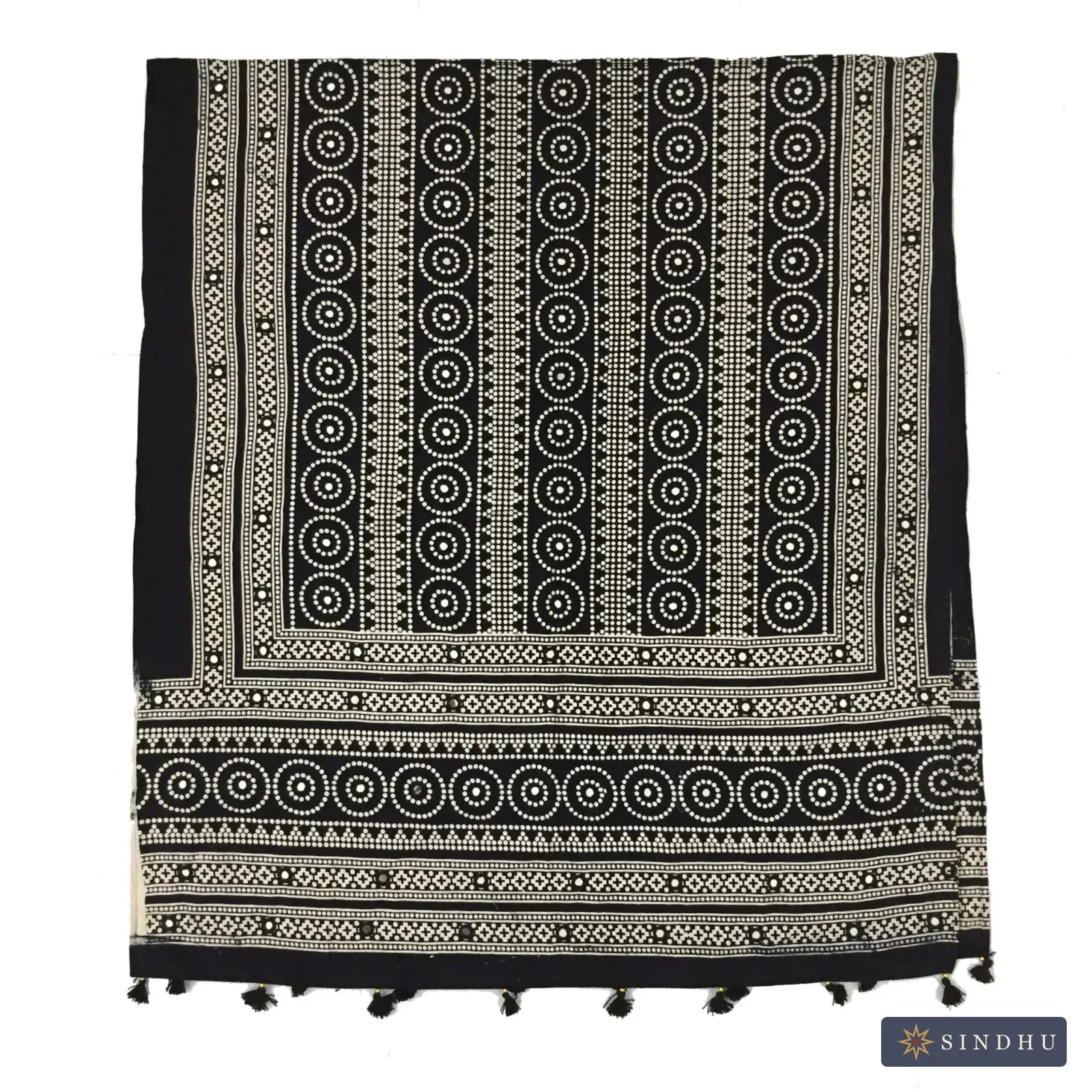 Black Ajrak Shawl — No. 010