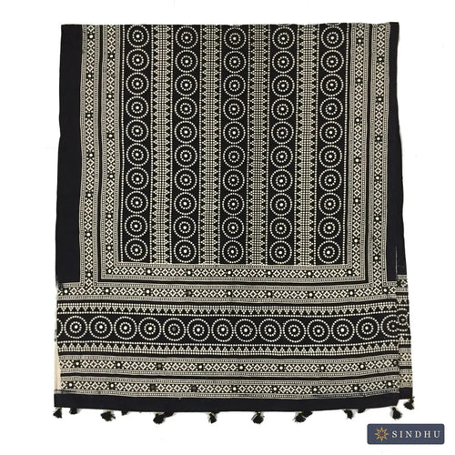 Black Ajrak Shawl — No. 010