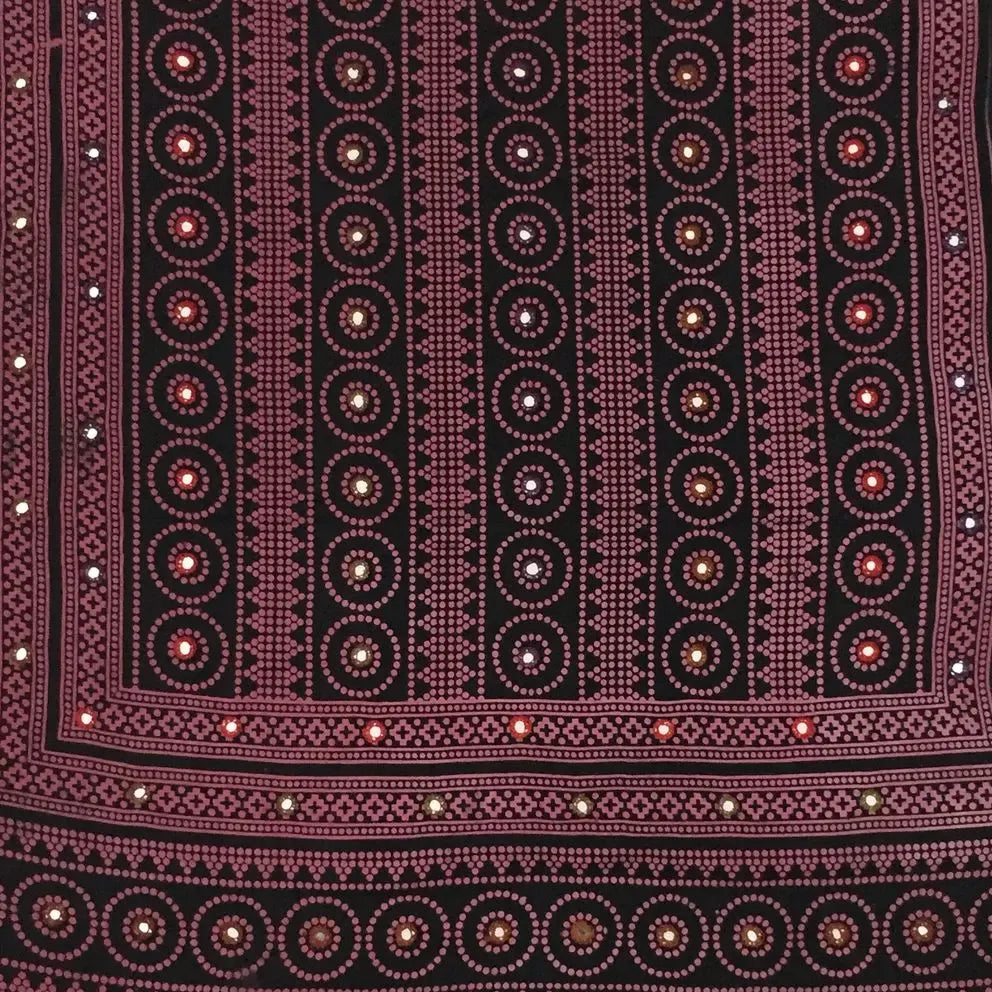Mirror-Work Ajrak Shawl — No. 018 — detail