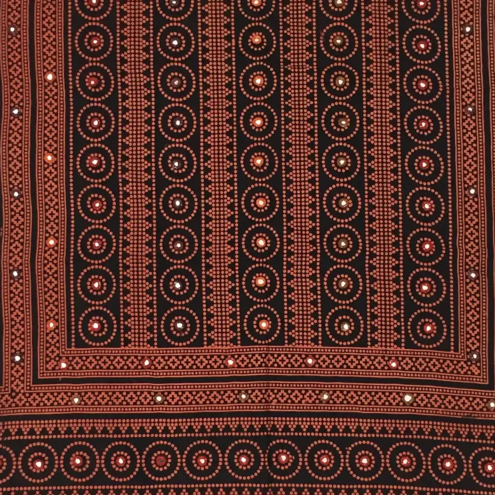 Mirror-Work Ajrak Shawl — No. 019 — detail