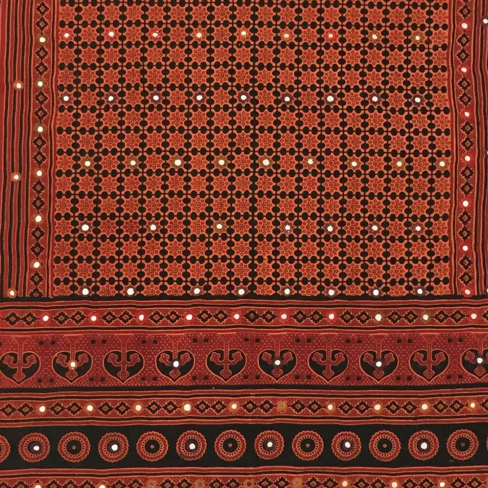 Mirror-Work Ajrak Shawl — No. 020 — detail