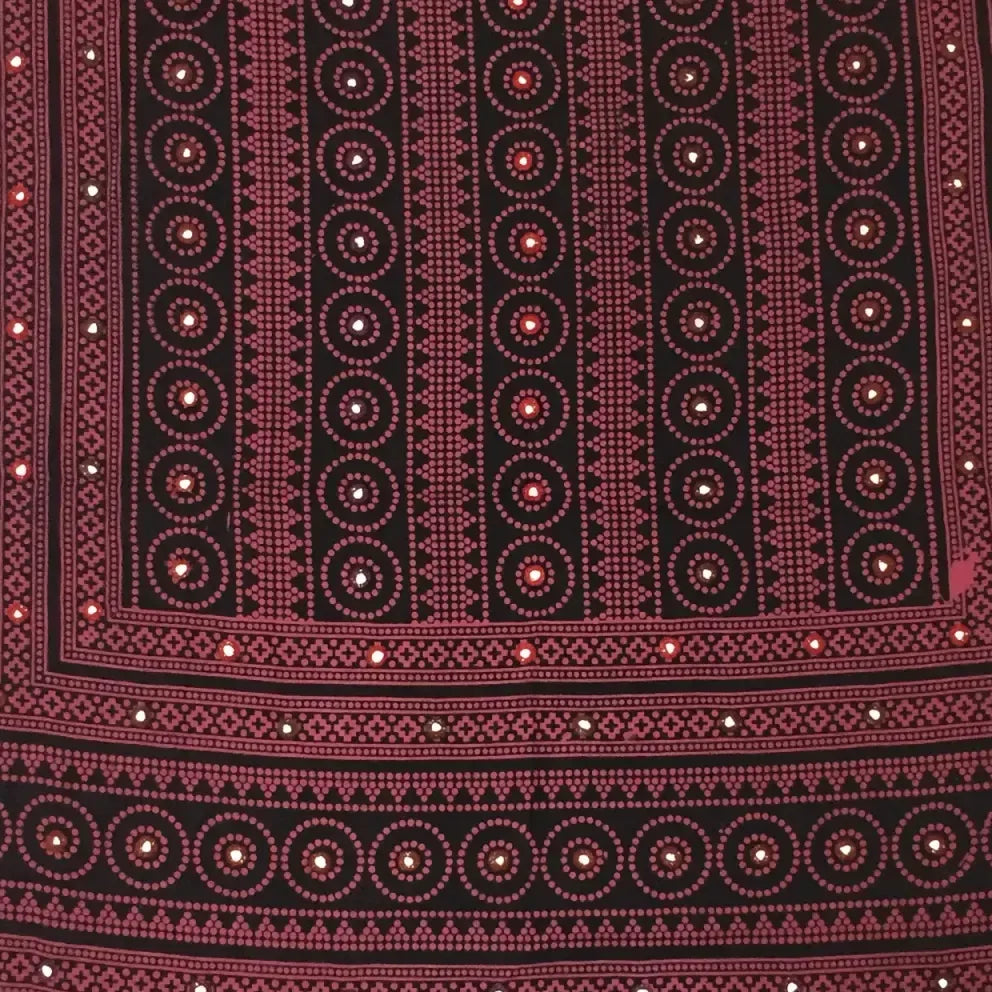 Mirror-Work Ajrak Shawl — No. 023 — detail