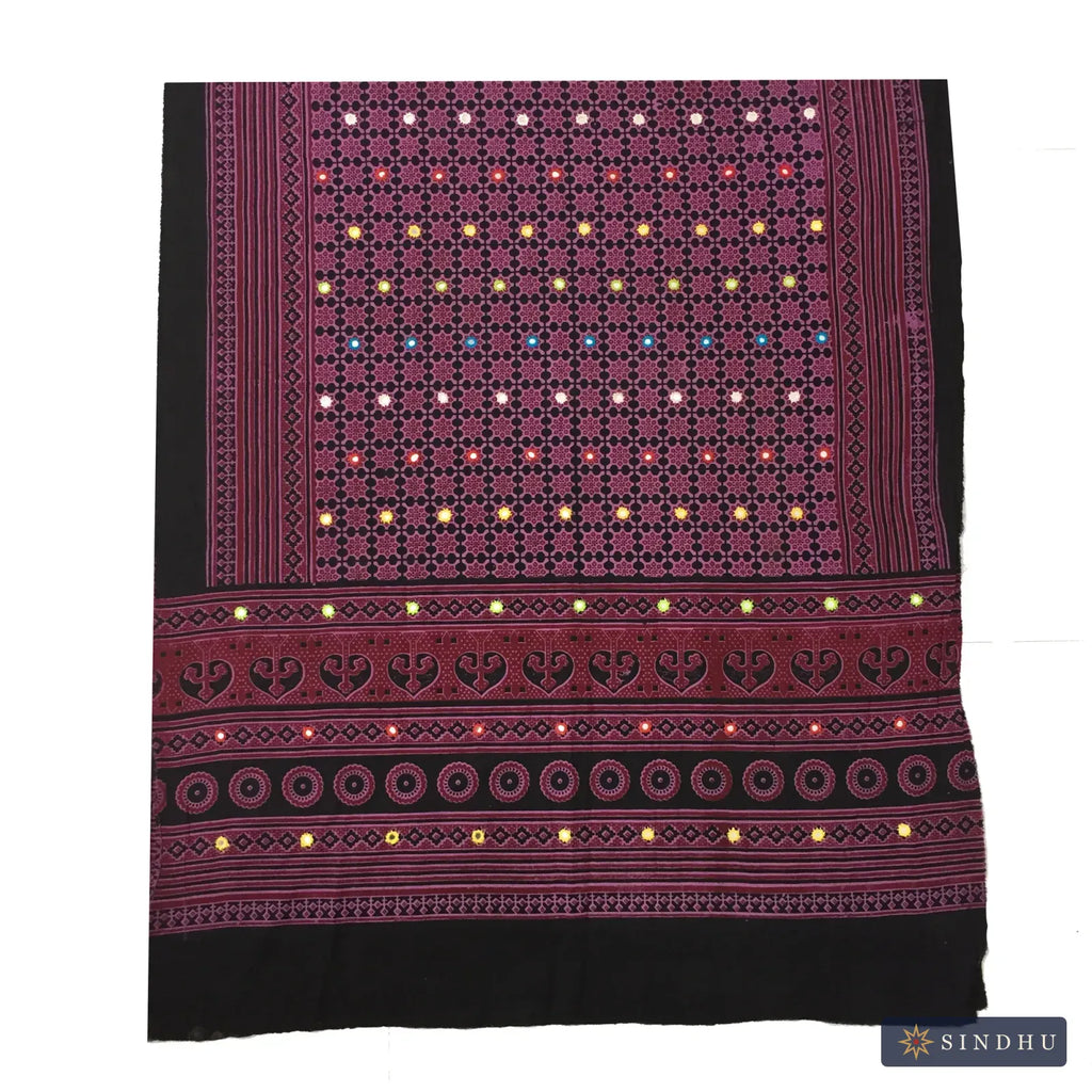 Mirror-Work Ajrak Shawl — No. 024