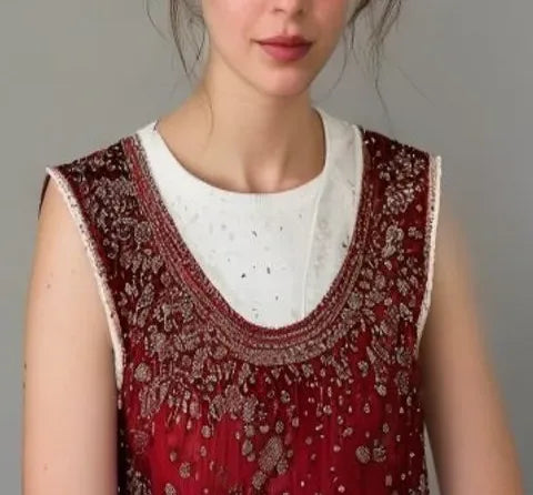 Women's Embroidered Koti — No. 024 — detail
